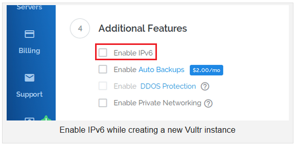 enable IPv6 Address on a Vultr